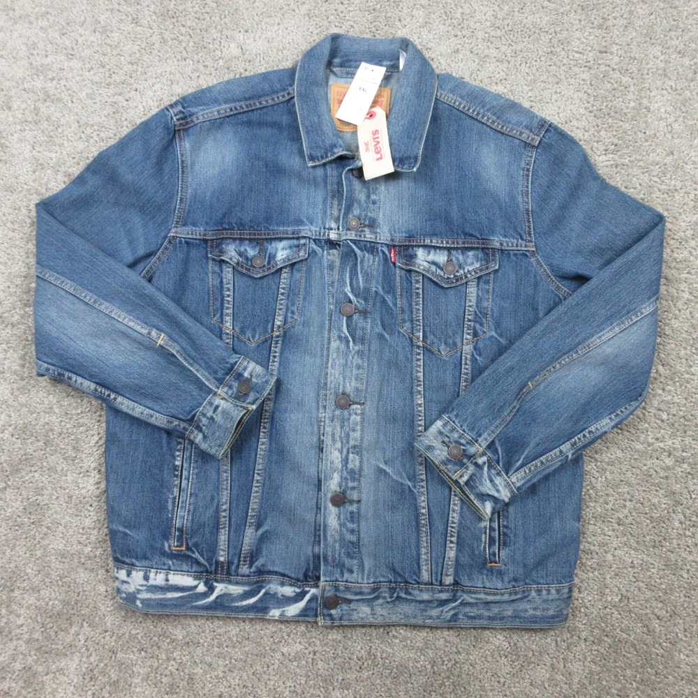 Levis Jacket Mens XXL 2XL Blue Trucker Type III Distressed Denim Coat 72334 NWT